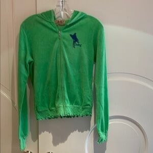 Juicy Couture Vibrant Green Hoodie with Blue Logo